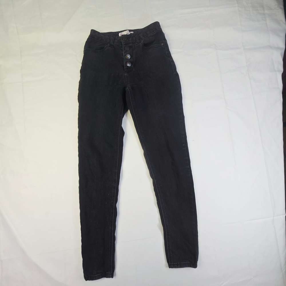 No Boundaries High Rise Skinny Jeans Juniors Size 1 Black Button Fly Stretch